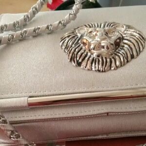 Elegant Silver Lion Embellished Women's Bag